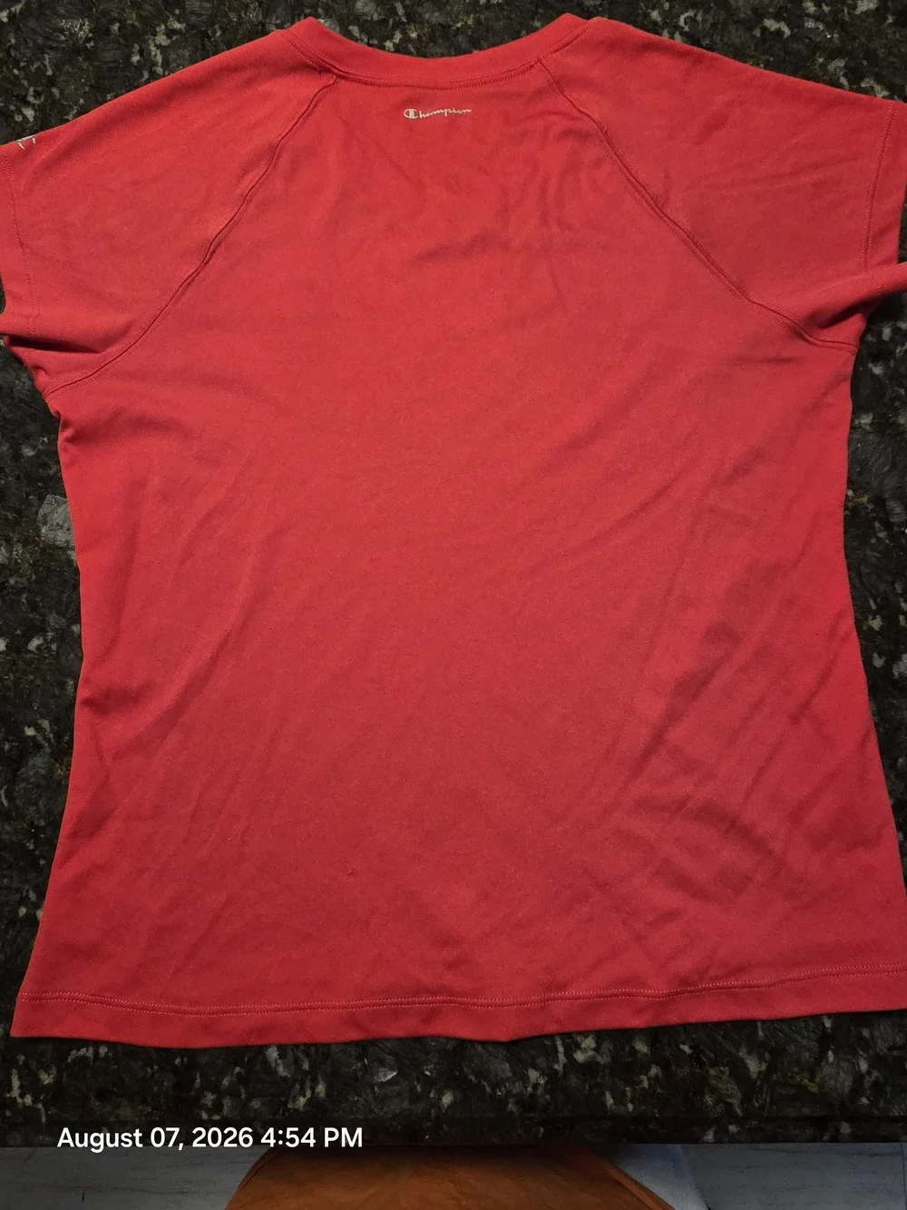 Champion Red Short Sleeve Tee with Heart Graphic